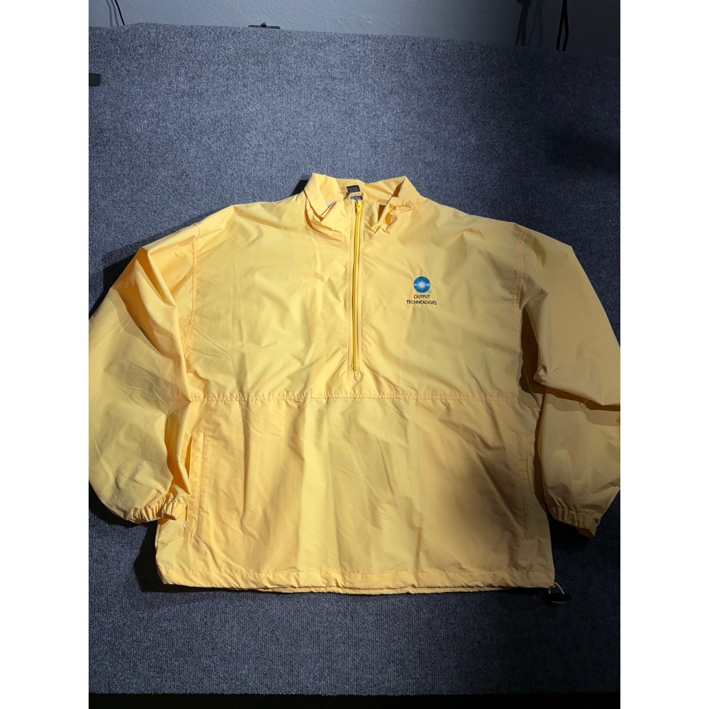 Lands End Unisex Yellow Nylon Quarter Zip Windbreaker Jacket Large‎ Output Tech